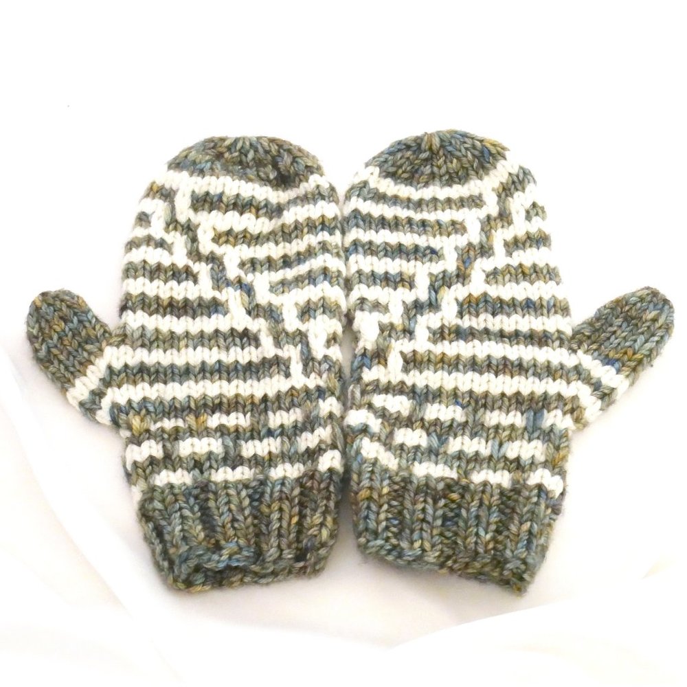 L/XL Hand Knit Merino Wool Mittens